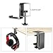 Headphone Headset Hanger, Vogek Headphone Desk Hook Hanger with Adjustable Clamp for Desk, Universal Hook for Overhead Headphones, Gaming Headphones (Apply to Horizontal & Vertical Surfaces) (Black)