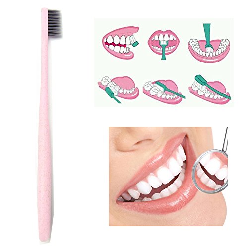 image for Charcoal-Beautiful Wheat Straw Toothbrush, Charcoal Toothbrushes Soft 