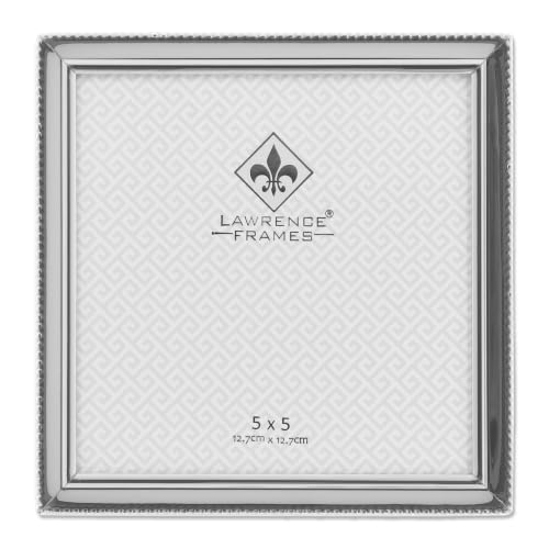 Lawrence 11655 Polished Silver Plate 5x5 Picture Frame - Bead Border Design