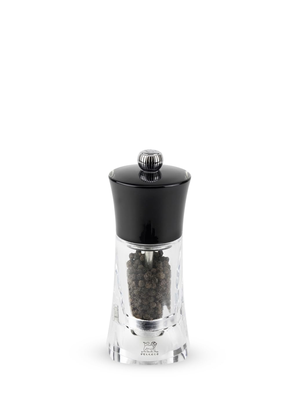 Peugeot - Molene Manual Pepper Mill - Adjustabel Grinder - Beechwood & Acrylic, Matt Black, 14 cm