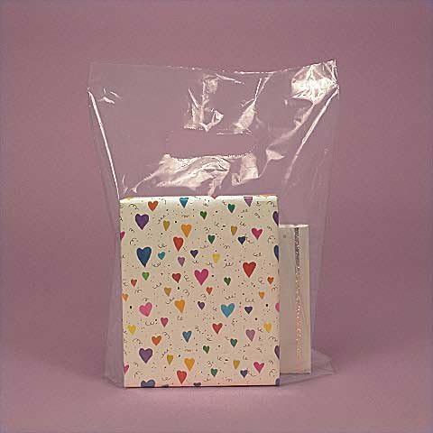 50 Pack Clear Plastic Cut Out Handle Merchandise Bags 12 X 15 Inch Size