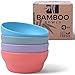 GET FRESH Bamboo Bowls 4 Pack, Bamboo Fiber Dinnerware Set, Non-toxic Bamboo Dinnerware Multiple Colors, Bamboo Fiber Bowls for Healthy Dining