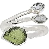 Moldavite Ring & Herkimer 925 Solid Sterling Silver Handmade Jewelry Ring For Women Gift Item For Women