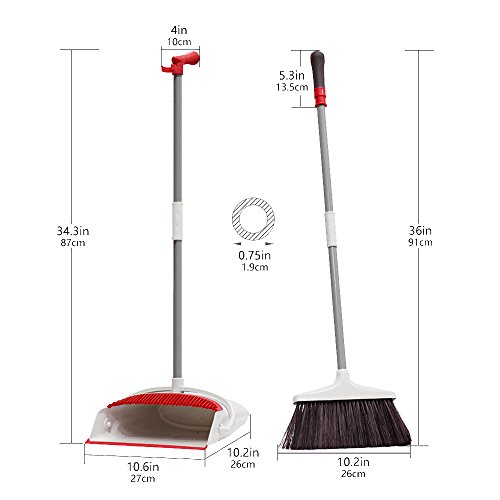 Dust Pan and Broom/Dustpan Cleans Broom Combo with 36" Long Handle For Home Kitchen Room Office Lobby Floor Use Upright Stand up Dustpan Broom Set