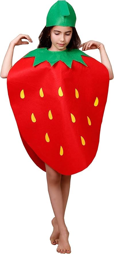 Matissa Kids Fruits Vegetables and Nature costumes Suits outfits Fancy Dress Party Boys and Girls (Strawberry)
