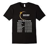 Mens Total Solar Eclipse 2017 T Shirt, Time & Place Where To See Large Black