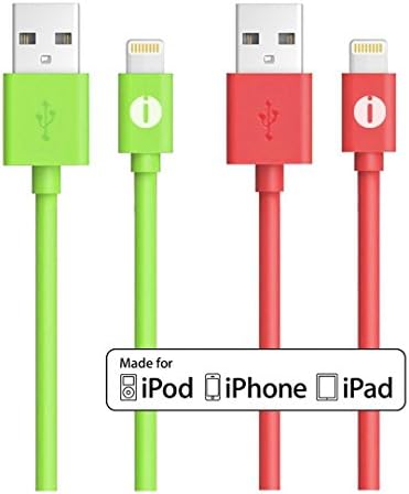 iPhone Charger, Ixt Apple Certified MFi Lightning Cable iPhone 6s Charger 3ft (1M) Short Cable for iPhone 7, 7 plus, SE, 6 6S 6 Plus, 5S 5C 5, iPad Air, Pro, Mini, iPad 5, iPod on iOS9, Red&amp;Green