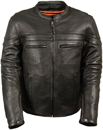 Men's Sporty Style Vented Scooter Jacket w/ Charcoal Reflective Piping (Small)