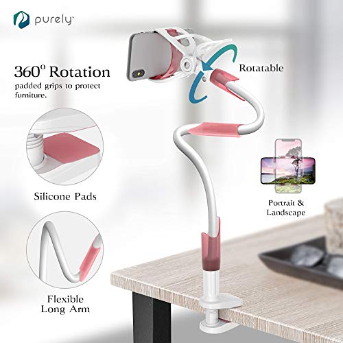 Purely Gooseneck Phone Holder Flexible Arm Cell Phone Stand for Desk