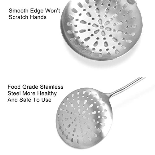 GreatBBA Skimmer Spoon - Stainless Steel Skimmers Slotted Spoon for Straining Fry Cooking - Chinese Wok Hot Pots Soup Mesh Strainer Spider Scoop - Thumbnail 3