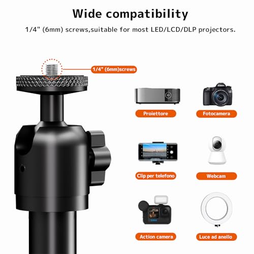 PUTORSEN Universal Projector Stand – Height Adjustable & 360° Rotatable Mount with 1/4" Screw, Compatible with Projectors, Cameras, Webcams for Home, Office, and Outdoor Use