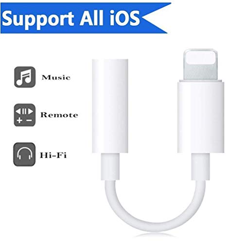Headphone Jack Adapter for iPhone, 3.5mm Earphone Adaptor for iPhone Xs/Xs Max/XR/ 8/8 Plus/X (10) / 7/7 Plus, Audio Splitter Accessories Music Aux Adapter Headphone Dongle 3.5mm Earbud Cable