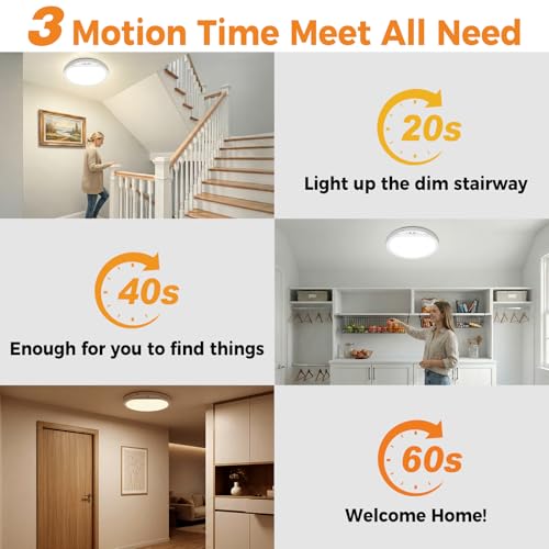 slochi Rechargeable Motion Sensor Ceiling Light, 8000mAh 5 Color Ceiling Lights Battery Operated Magnetic Wireless with Remote, Dimmable&Timer Sensor Lights for Hallway Cupboard Loft Garage-20CM