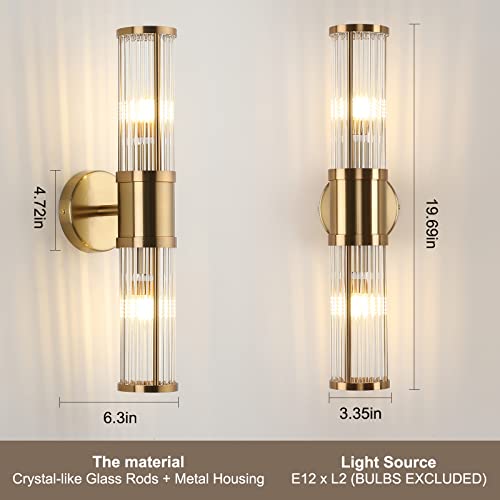 ECOBRT Glass Wall Light Fixture Indoor Brass Bathroom Vanity Lights