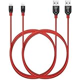 Anker [2-Pack] Powerline+ Lightning Cable (3ft) Durable and Fast Charging Cable [Aramid Fiber & Double Braided Nylon] for iPhone X / 8/8 Plus / 7/7 Plus / 6/6 Plus / 5s / iPad and More (Red)