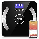Deik Bluetooth Body Fat Scale, Smart BMI Bathroom Scale with IOS and Android App for Body Composition Analyzer 8 Users Auto Recognition, including 3 Batteries, 180kg/400lb, FDA Approved