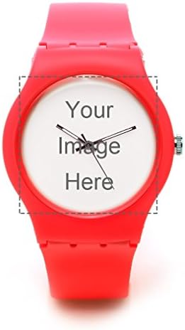Custom Personalized Photo or Text Designable Red Plastic Watch