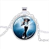 MICHAEL JACKSON - King Of Pop Bezel Pendant Necklace Silver Plated AMZN34