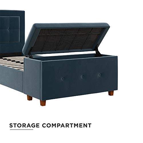 DHP Davina Upholstered Bed with Storage Chest for Kids, Twin Size, Blue Velvet Pricepulse