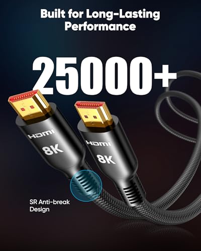 Highwings Long HDMI Cable 20 FT, 10K 8K 4K Ultra HD High Speed 2.1 HDMI Cable 48Gbps Braided Cord-4K@120Hz 8K@60Hz, DTS:X, HDCP 2.2&2.3, Dynamic HDR 10 Compatible with DVD Player/PS5/HDTV/Blu-ray