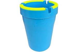 SnowTree - Ash Tray for Cars - Self Extinguishing Car Ashtray - Smokeless Ashtray for Cars (Blue Glow Rim, Standard Size) Portable Ashtray - Automotive Ashtrays - Cup Holder Ashtray Trash Can