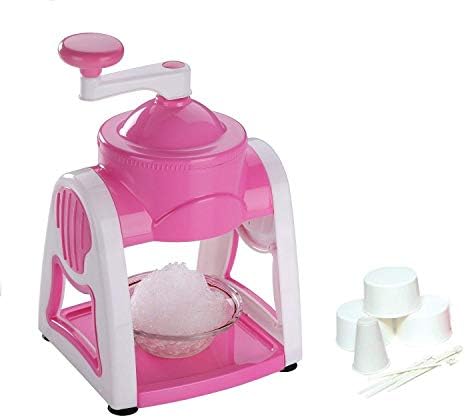Kevim Ice Crusher Handheld Machine Ice Slush Maker Machine for Home with Plastic Bowl Cup Glass and Stick