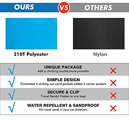 Sand Free Beach Blanket 10'' x 9'' for 58 Adults,Waterproof and