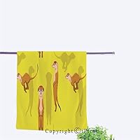 AngelSept Fashionable Printed Hand Towels(Size:13.8"x 27.5" Lightweight and Super Absorbent to Meet The Daily Needs of Your Whole Family byCute Meerkat Background Seamless Wallpaper
