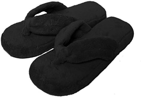 Onmygogo Coral Fleece Home Flip-Flop Slippers for Women with Non-Slip Cotton Outsole