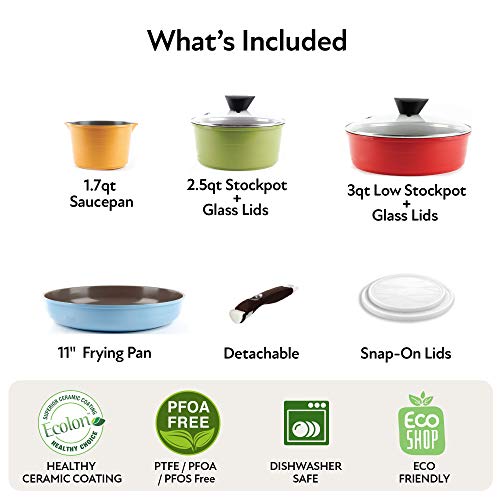 Neoflam Midas 9pc Nonstick Ceramic Cookware Set, PFOA Free Kitchenware