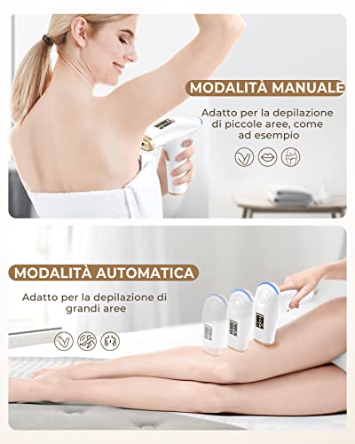 Haarlosy Painless IPL Pulsed Light Epilator, 999,900 Flash for Use 3 in 1 Laser Epilator with Window 5 cm², 9 Adjustable Levels for Women and Men Face, Armpits, Legs, Body GLY01 (White)