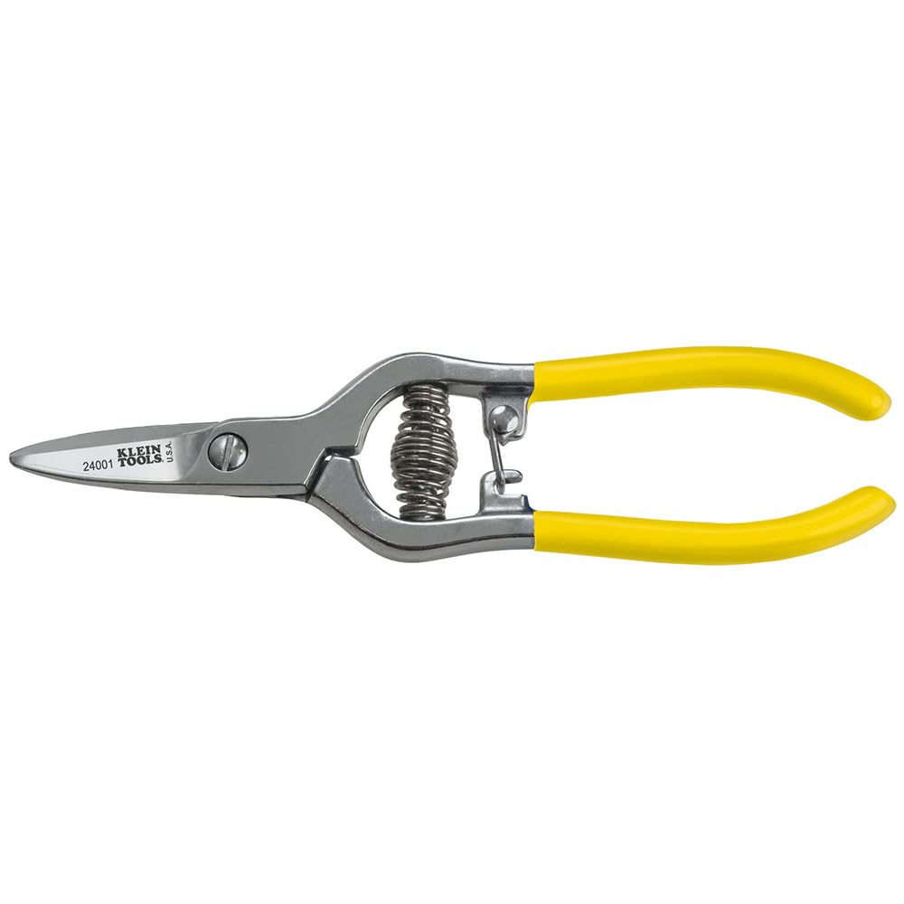 Klein Tools 24001 Spring Action Snip, 0 V, Yellow/Silver, 165 mm