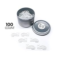 Butler in the Home Animal Cat Shaped Paper Clips in Silver Tin and Gift Box Great for Paper Clip Collectors or Animal Lovers (White 100 Count)