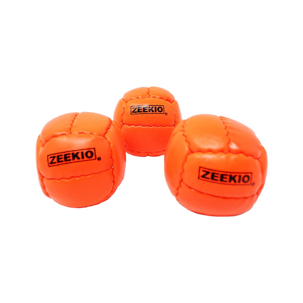 Zeekio - Galaxy Juggling Ball - Professional Grade - Suitable for All Levels & Ages - Premium 12 Panel Genuine Leather Ball Durable - 130 Grams 67mm - Set of 3 - Orange