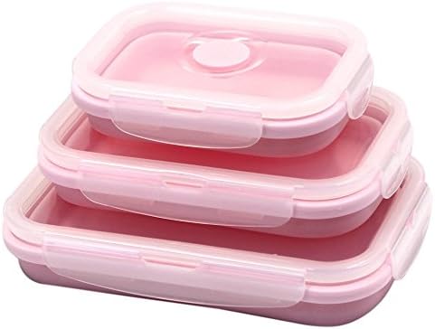 Silicone Collapsible Food Storage Containers-Set of 3 MeliUp Meal Preservation box with BPA Free Mirowave Freezer Food Fresh For Kitchen or Kids Lunch Bento Boxes