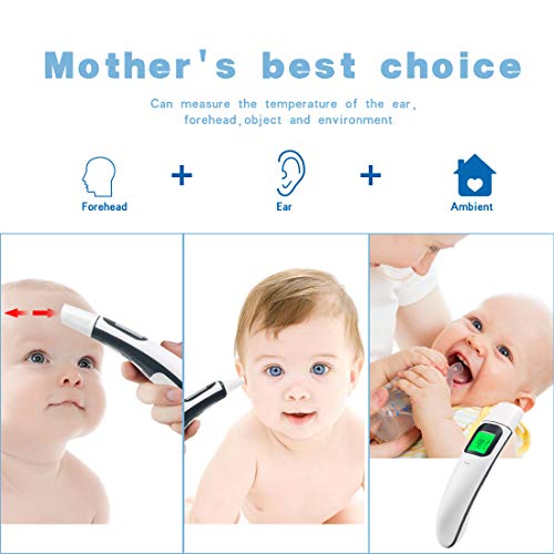 Juya Forehead and Ear Thermometer, Infrared Digital Thermometer for Fever and Fast Readings Forehead and Ear Integration for Baby, Kids and Adults with Fever Indicator