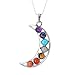 Top Plaza Vogue 7 Chakra Healing Stones Pendant for Necklace Making, 3 Style - Yoga/Angel/Sword,2.3''-2.5'' (Moon)