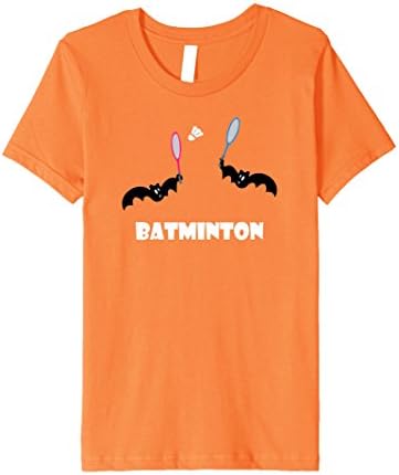 Kids Batminton Cute Bat Halloween Badminton T-Shirt 8 Orange