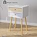 LANGRIA Bedside Table Nightstand End Table with Fabric Storage Drawer Pine Wooden Table for Bedroom Study and Fashion 15.7 x 11.7 x 22.4 inches (Yellow&Light Blue)