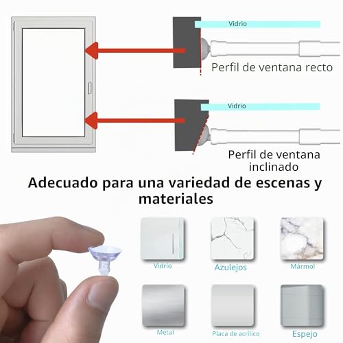 Tension Rods Curtain Tension Rods Extendable No Drilling for Shelves and Kitchen Windows 8mm Diameter 45-59cm