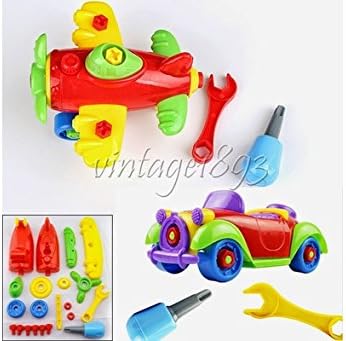 Creative Baby Present Gift Assemble Removable Kids Educational Christmas Toy Children Developmental Car Plane DIY Assembling Classic Old Toys Puzzle (color:Multicolor,size:2)
