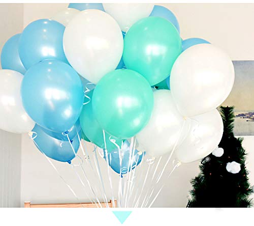 BALONAR 60pcs 12inch Light Blue White and Tiffany Blue Latex Balloon for Birthday Party Decoration Baby Shower Supplies Wedding Ceremony Balloon Anniversary Decorations Arch Balloon Tower (Bule01)