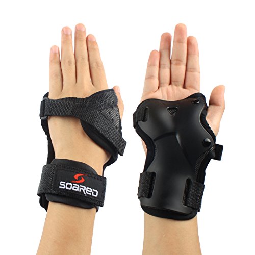 Andux Ski Gloves Wrist Palms Protection Roller Skating Hard Gauntlets Adjustable HXHW-05 (M (7.5-9cm))