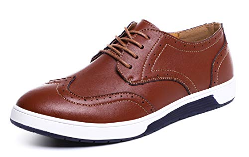 Sanyge Men's Urban Dress Shoes Leather Oxford Shoes Lace Up Classic Workout Flats(Sanyge4012R.Brown40)