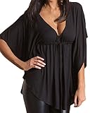 ZANZEA Sexy Women Loose V-neck Batwing Short Sleeve Tops Blouse Shirts Black 22W