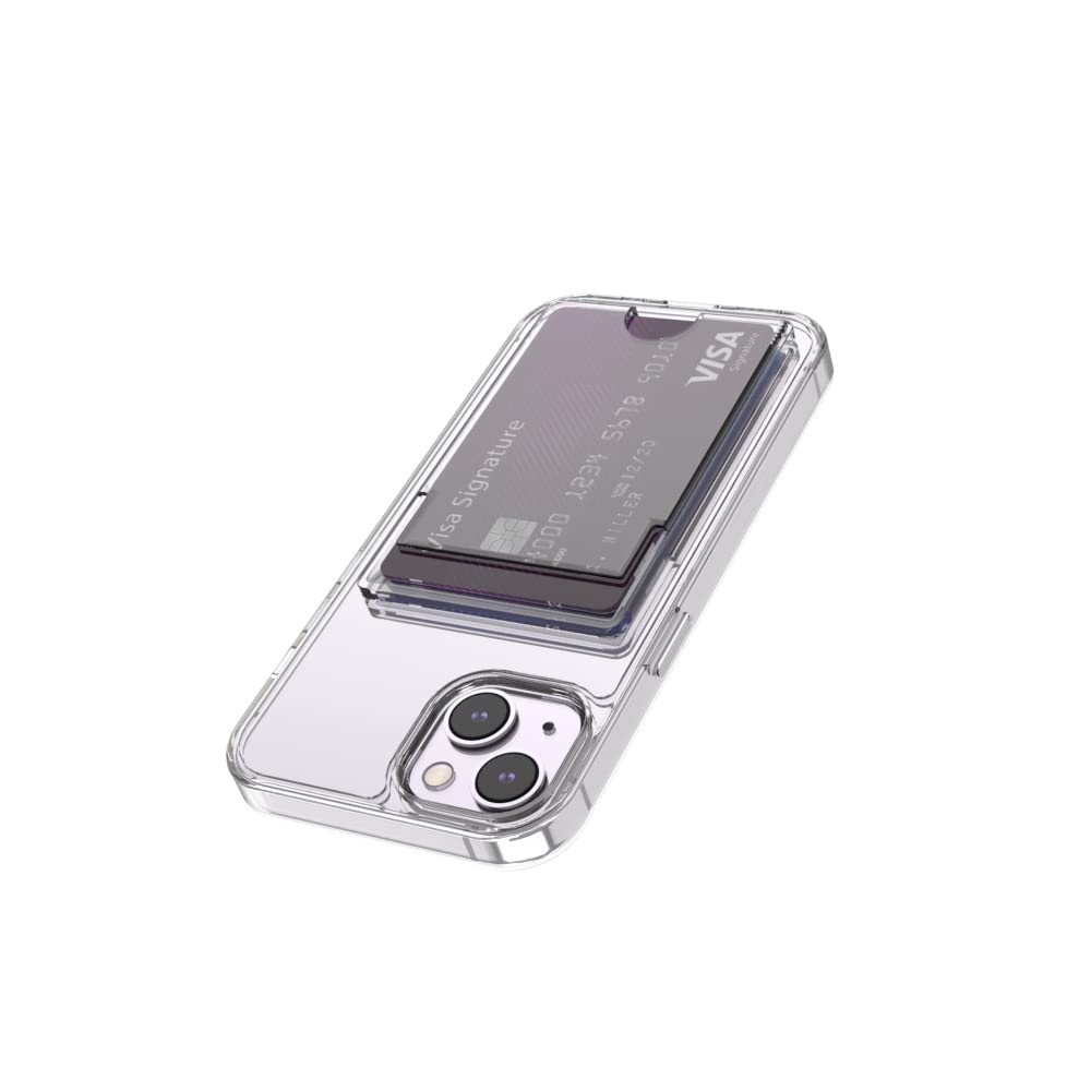 Photo 1 of Wuwedo for iPhone 14, iPhone 13 Clear Wallet Case, Anti-Yellowing Slim Fit Thin TPU Bumper + PC Back Case with 2 Cards Holder