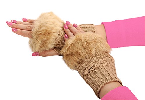 Womens winter fingerless fur gloves - fashion outdoor touchscreen…