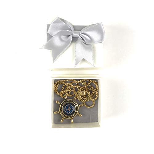 image for DETUCK(TM Rudder Compass Necklace Gold | Compass Necklace Jewelry for 