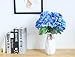 Luyue 5 Big Heads Artificial Silk Hydrangea Bouquet Fake Flowers Arrangement Home Wedding Decor (Dark Blue)