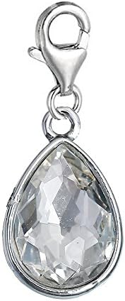 Clip on BirthstonesDangling lobster clasp charms for bracelets (D: April)